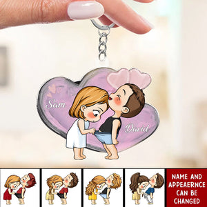 Cute Couple - Gift For Husband Wife, Anniversary - Personalized Acrylic Keychain