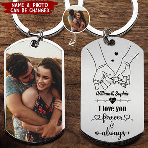 I Love You Forever & Always - Couple Personalized Stainless Steel Engraved Keychain