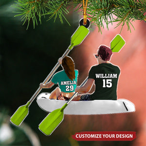 Kayak Couple - Personalized Acrylic Christmas Ornament, Gift For Kayaker Parter