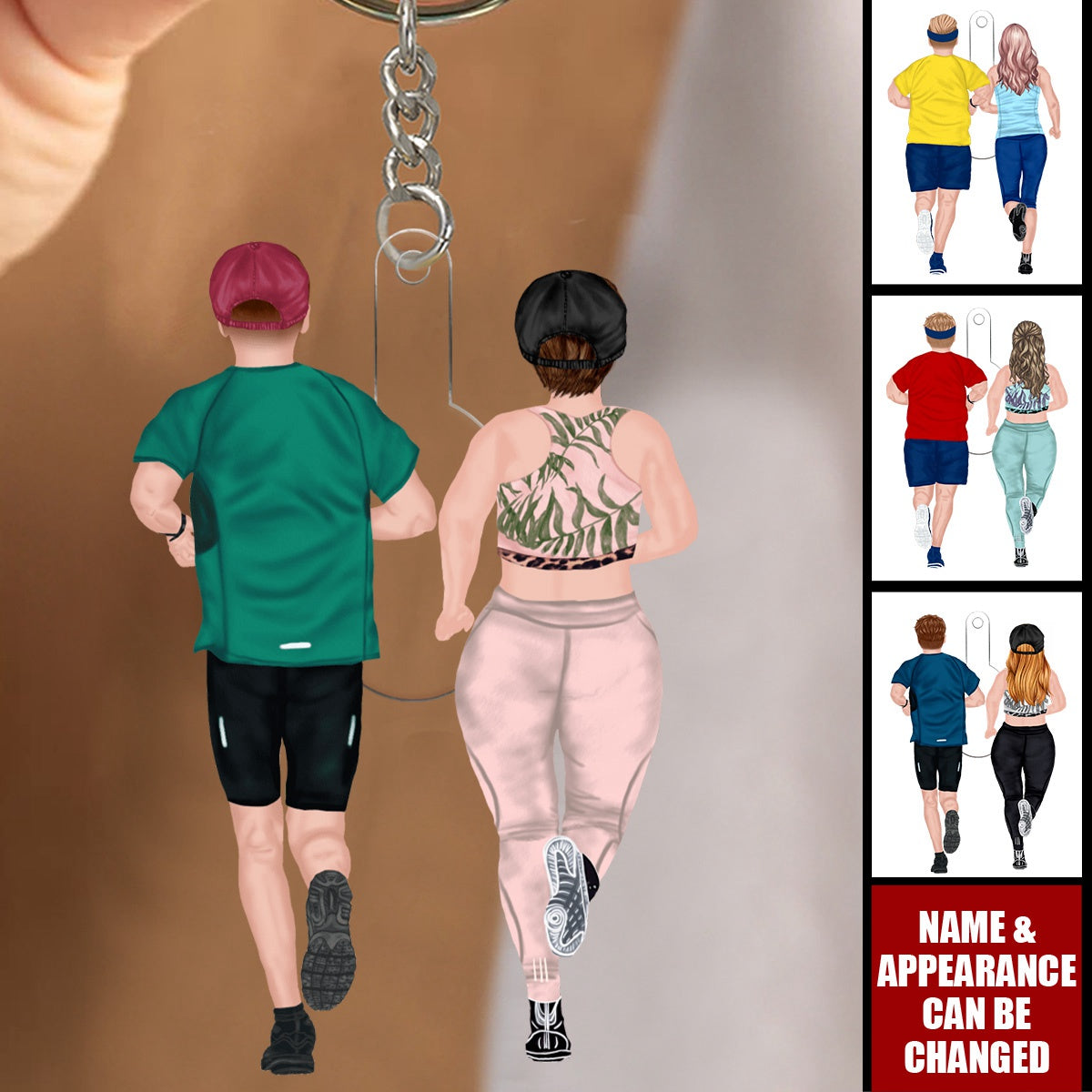 Running Couple - Personalized Acrylic Keychain - Gift For Running Couple And Friends