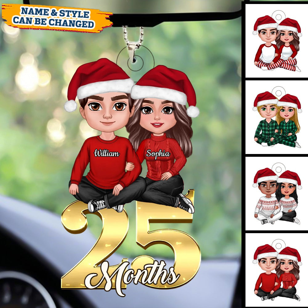 Couple Anniversary Sitting On Number Personalized Car Ornament