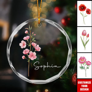 A Friend Is Like A Flower, They May Bend In The Wind But They Will Never Break - Bestie Personalized Custom Circle Glass Ornament