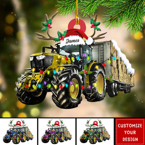 Custom Tractor Driver - Personalized Acrylic Christmas Ornament, Gift For Farmer