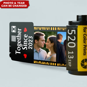 Custom Photo Together Since - Personalized Film Roll Keychain - Loving, Anniversary Gift For Couples, Husband, Wife