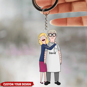 Funny Cartoon Couple Personalized Acrylic Keychain