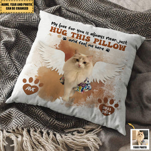 Custom Photo Dog Cat Memorial When You Miss Me Hug This Pillow - Personalized Pillow