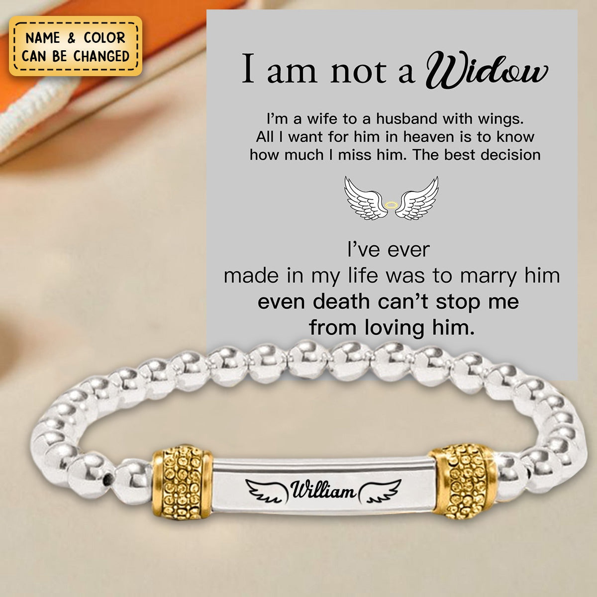 For Memorial - I'm a Wife to a Husband Custom Name Bead Bracelet