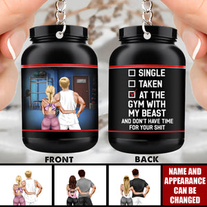 Personalized Gym Couple Keychain - At The Gym With My Beast/Beauty