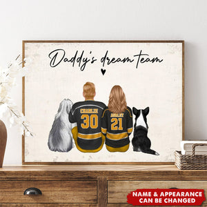 Team Hockey Family Sitting Personalized Poster, Gift For Family, Dad, Grandpa, Husband