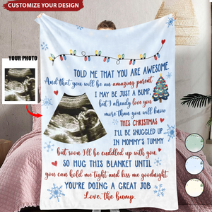 Custom Photo I May Be Just A Bump - Family Personalized Baby Blanket