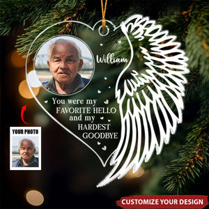 Custom Photo You Were My Favorite Hello - Memorial Personalized Car Ornament