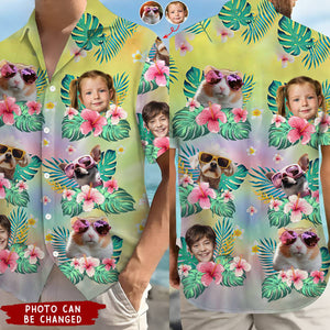 Tie Dye Pet Face  - Personalized Photo Hawaiian Shirt