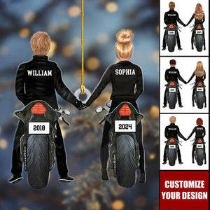 Personalized Ornament - Motorcycle Couple, Gift for Wife Husband