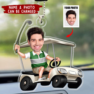 Golfing Custom Face For Golfer, Dad, Grandpa - Personalized Car Photo Ornament