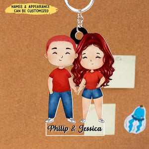 Lovely Couple Holding Hands Personalized Acrylic Keychain