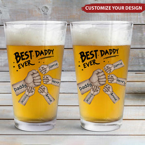 Best Dad Ever Fist Bump Personalized Beer Glass, Father's Day Gift