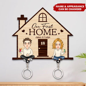 Funny Couple Home Sweet Home - Personalized Key Holder