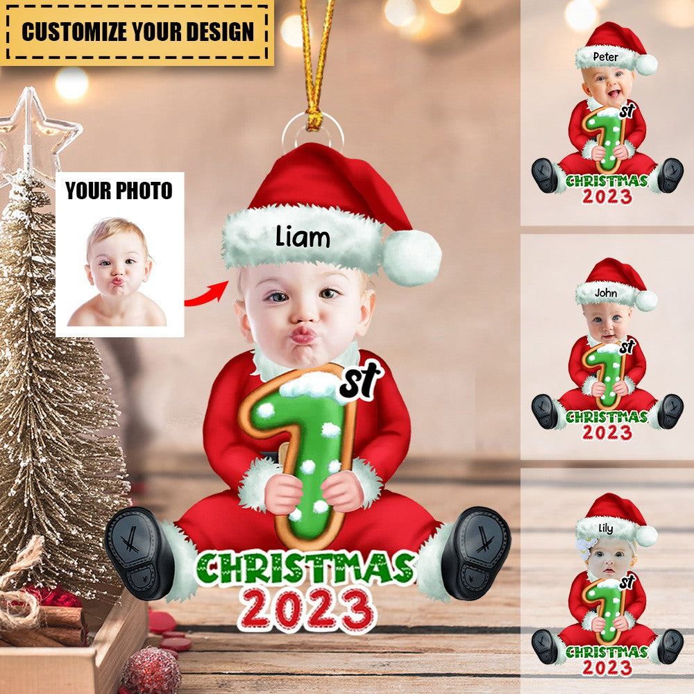 Baby First Christmas Upload Photo Personalized Acrylic Ornament