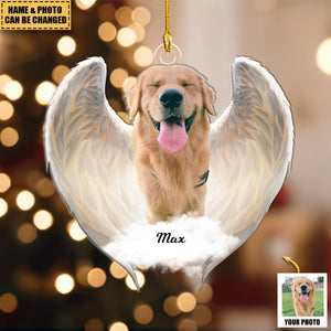 Custom Photo Pet Within Angel Wings Memorial Acrylic Ornament