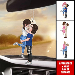 Custom Kissing And Hugging Doll Couple Personalized Acrylic Ornament