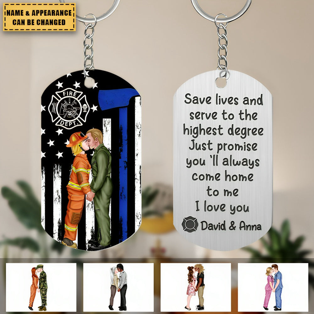 Just Promise You'll Always Come Home To Me, Personalized Couple Keychain, Valentine Gifts, Gift For Couple