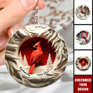 Memorial Cardinal - Personalized Acrylic Keychain, Gift For Family Members