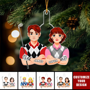 Golf Couple - Personalized Acrylic Christmas Ornament