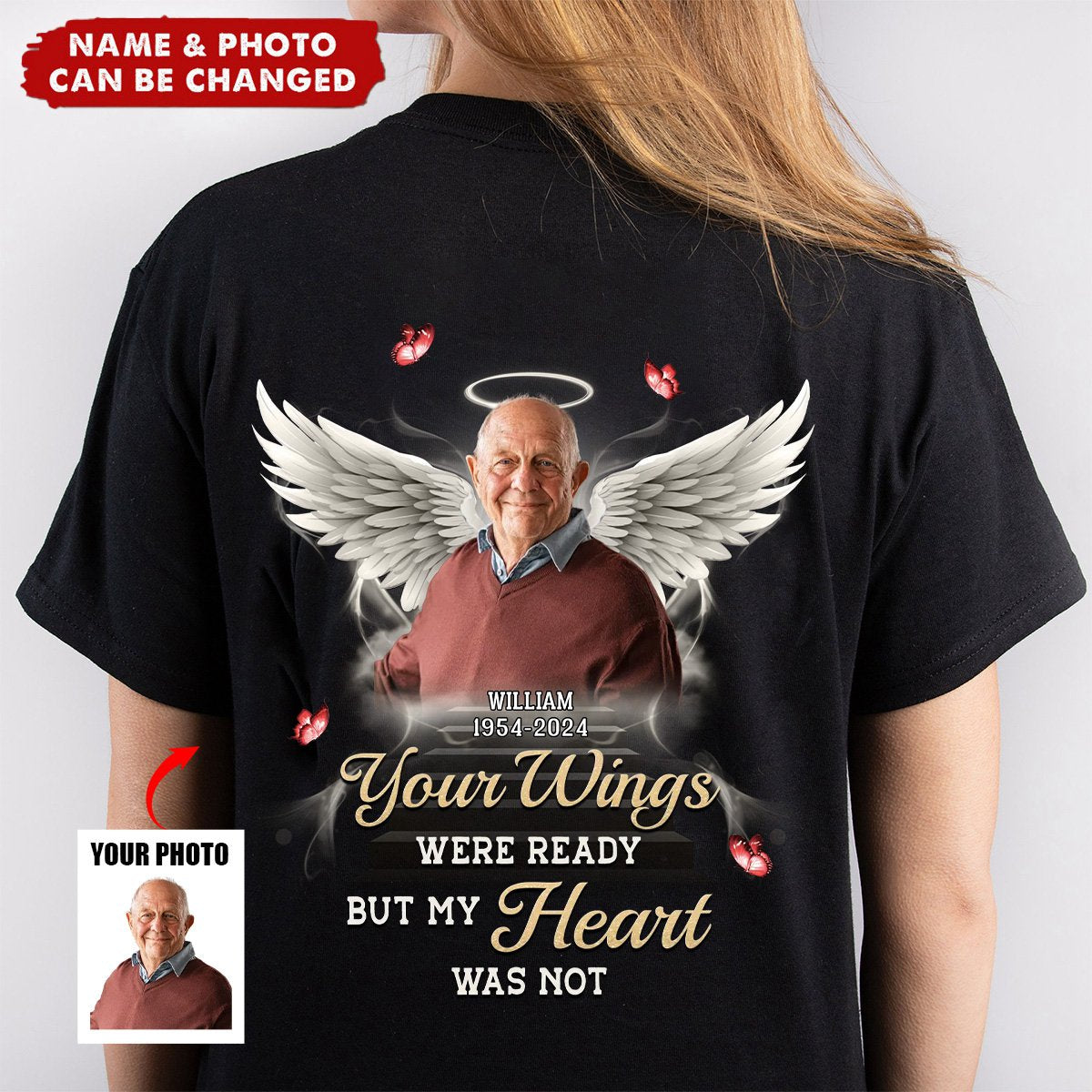 Custom Photo I'm Always With You - Memorial Personalized Back Printed Unisex T-shirt