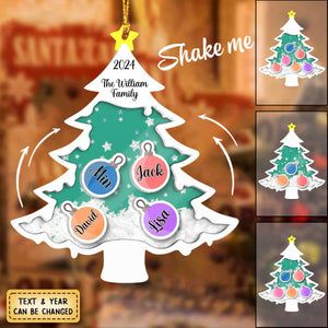 Family Christmas Tree Personalized Shaker Ornament, Christmas Gift For Family Members