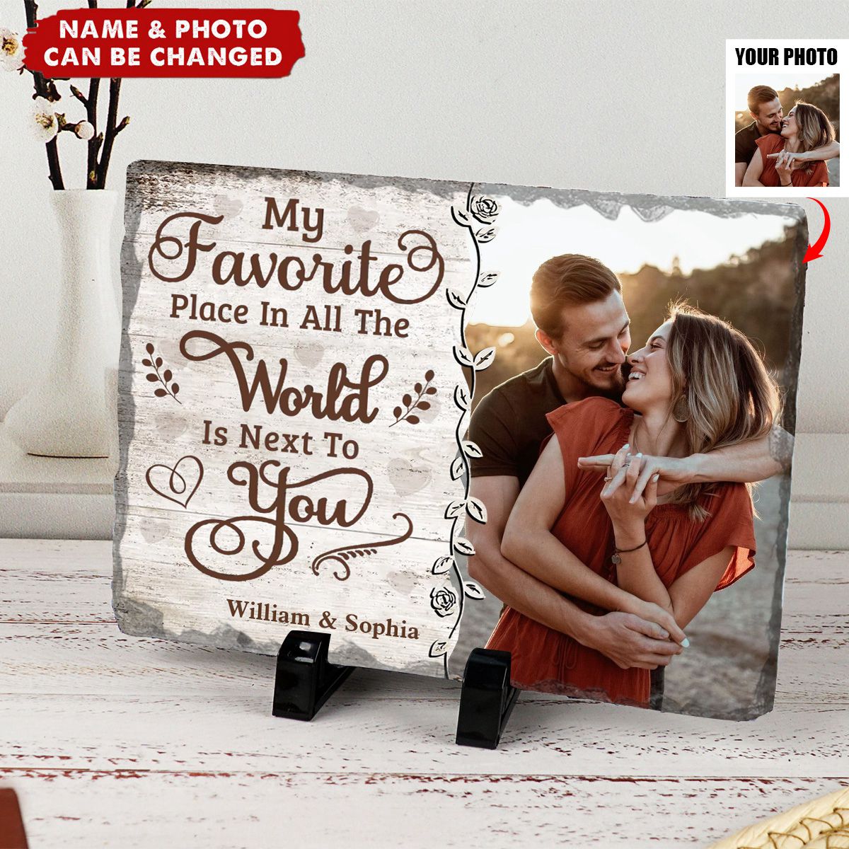 Custom Photo I Need You - Couple Personalized Rectangle Shaped Stone With Stand