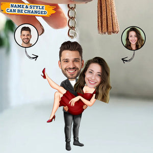 Personalized Funny Couple Photo Keychain - Valentine's Day Gifts For Her, Him