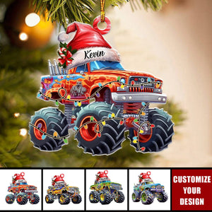 Monster Truck With Led Light - Personalized Acrylic Christmas Ornament