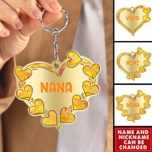 Golden Grandma- Mom Loves Sweet Heart Kids Personalized Acrylic Keychain