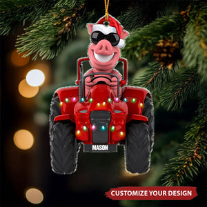 Farm Animal Tractor - Personalized Acrylic Christmas Ornament