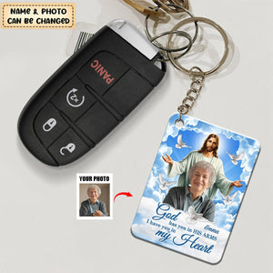 God Has You In His Arms Sky Memorial Sympathy Gift - Personalized Photo Acrylic Keychain