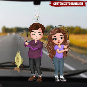 Fishing Couple - Personalized Couples Car Ornament