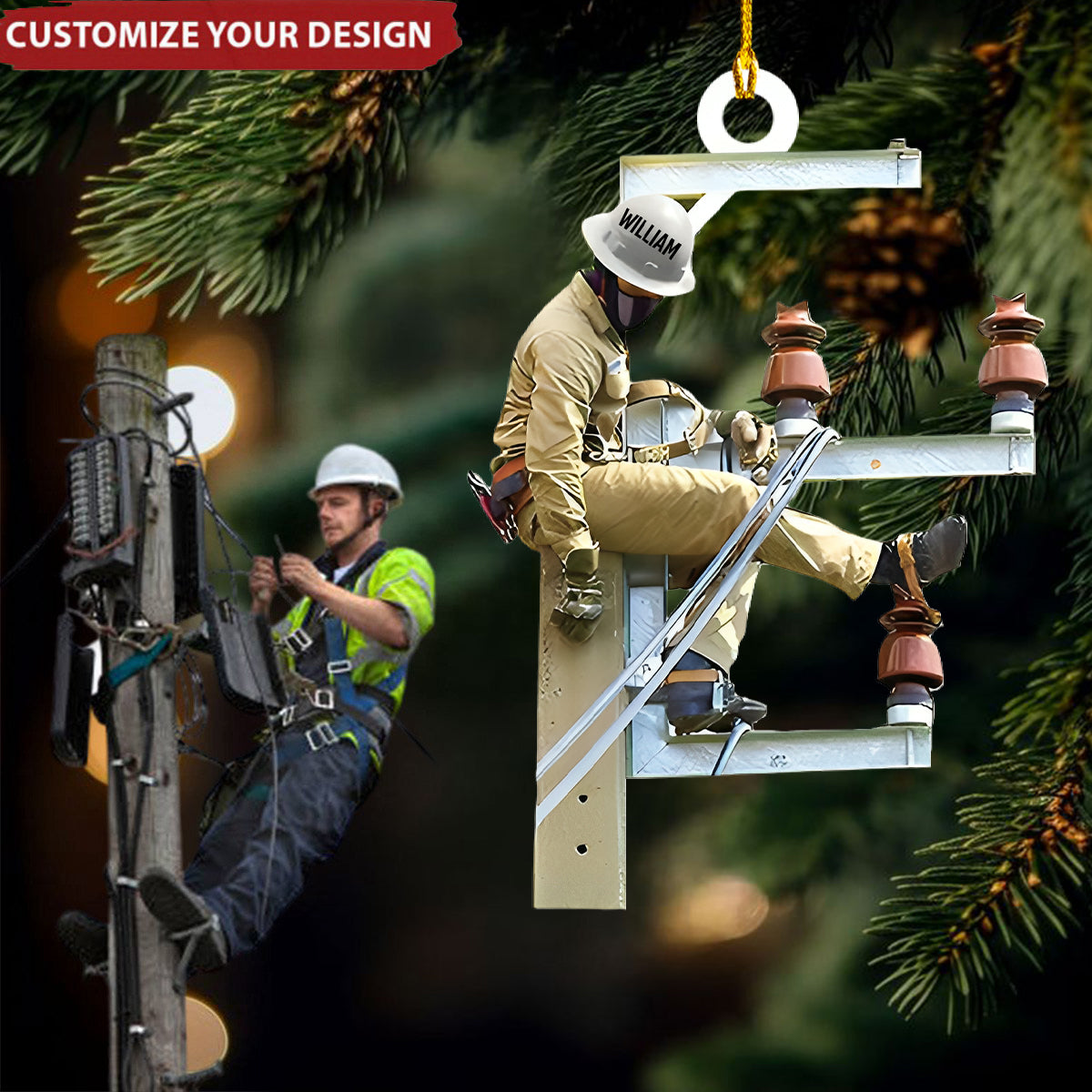 Lineman Acrylic Ornament - Christmas Gift For Lineman