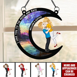 I Love You To The Moon & Back - Personalized Window Suncatcher Ornament