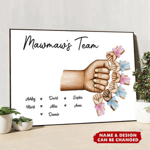 Grandma Mom‘s Team Fist Bump With Bows Personalized Horizontal Poster