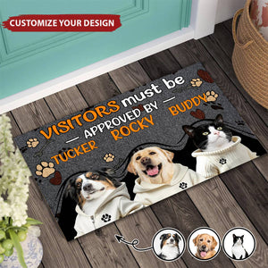 Custom Photo Visitors Must Be Approved By This Dog - Personalized Doormat