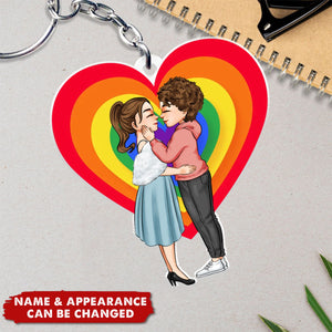 Hugging and kissing couples Love Pride Month - Personalized Acrylic Keychain