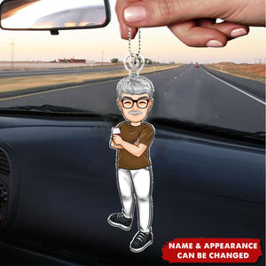 Cartoon Husband Daddy - Personalized Acrylic Car Ornament