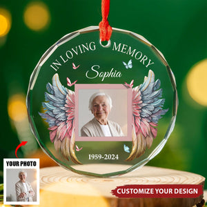 Forever In My Heart - Personalized Memorial Round Shaped Glass Ornament