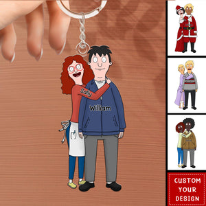 Funny Cartoon Couple Personalized Acrylic Keychain