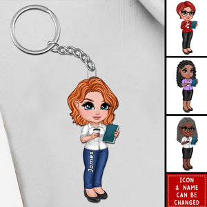 Doll Teacher Personalized Acrylic Keychain - Gift For Teacher, Appreciation Gift