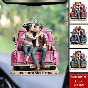 Cartoon Couple On Truck Personalized Acrylic Ornament