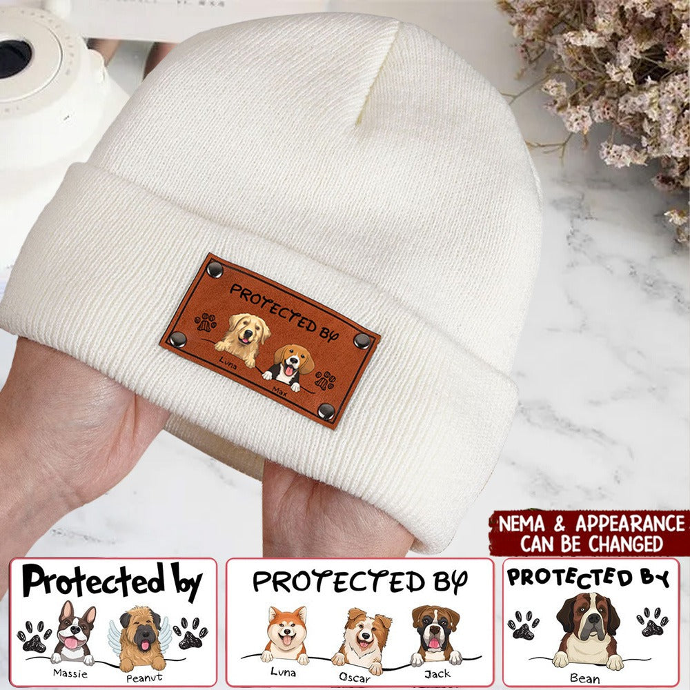 Custom Baby Beanie - Protected By Dogs - Cute Baby Shower Gift - Christmas Gift