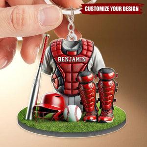 Baseball Catcher - Personalized Acrylic Keychain, Gift For Baseball Players