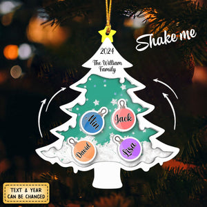 Family Christmas Tree Personalized Shaker Ornament, Christmas Gift For Family Members