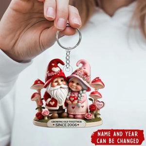 Dwarf Mushroom Old Couple Valentine's Day Gift for him, Gift for her, Personalized Acrylic Keychain